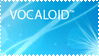 a blue stamp with the outline of hatsune miku and the word vocaloid on it